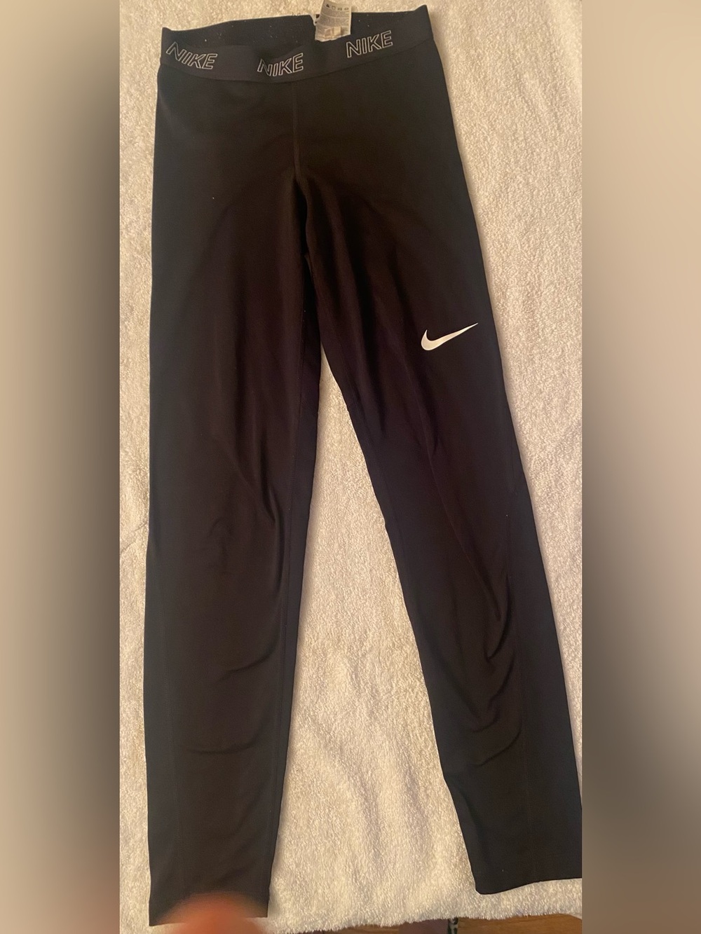 Nike Pro Women's Black Athletic
Leggings White Swoosh Size Small